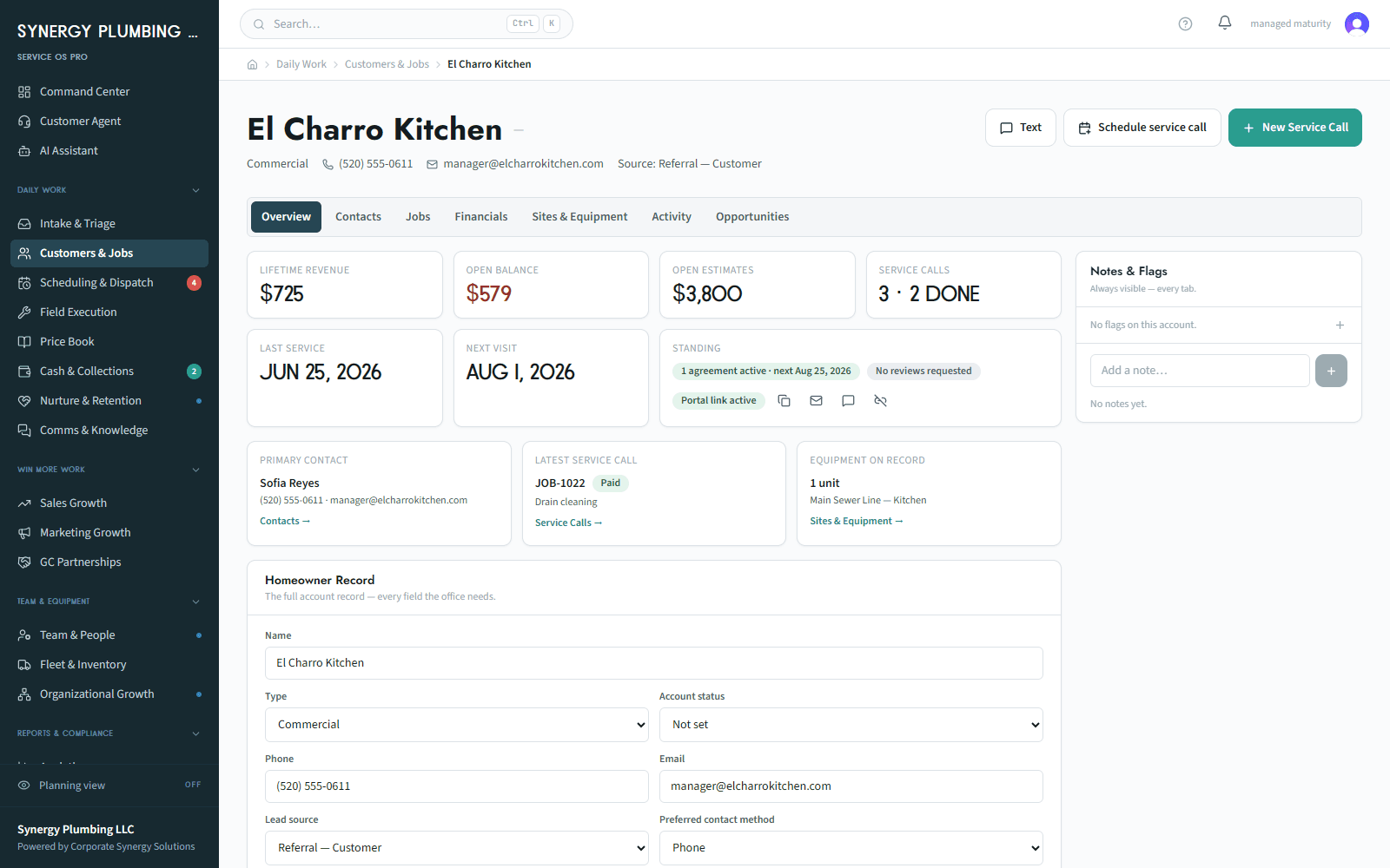 Service OS Pro estimate built from approved catalog items as Good, Better and Best options